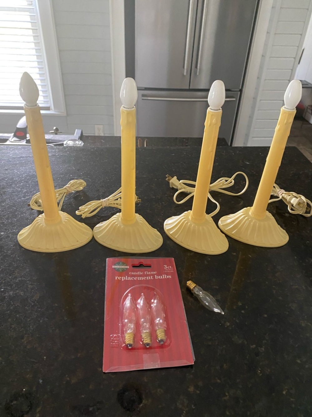 Vintage Set of Four Cream Electric Candlestick Lamps